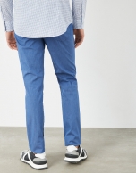 Dyed light blue pants with five pockets