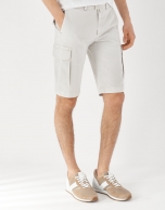 Natural color cargo bermuda pants