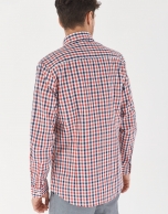 Red/blue/white checked sport shirt