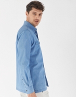 Light blue faded denim shirt