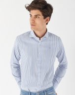 Blue kodak striped sport regular fit shirt