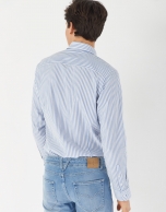 Blue kodak striped sport regular fit shirt