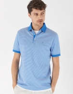 Polo jacquard mercerizado azul medio/blanco