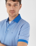 Blue and white jacquard polo shirt