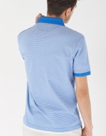 Blue and white jacquard polo shirt