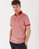 Red and white jacquard polo shirt