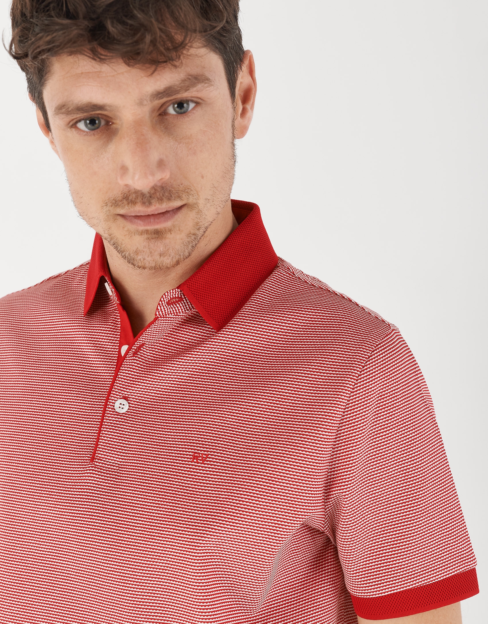 Polo jacquard mercerizado rojo/blanco