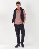 Red and white jacquard polo shirt