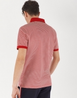 Red and white jacquard polo shirt