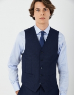 Blue micro-design suit vest