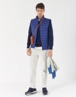 Blue quilted vest