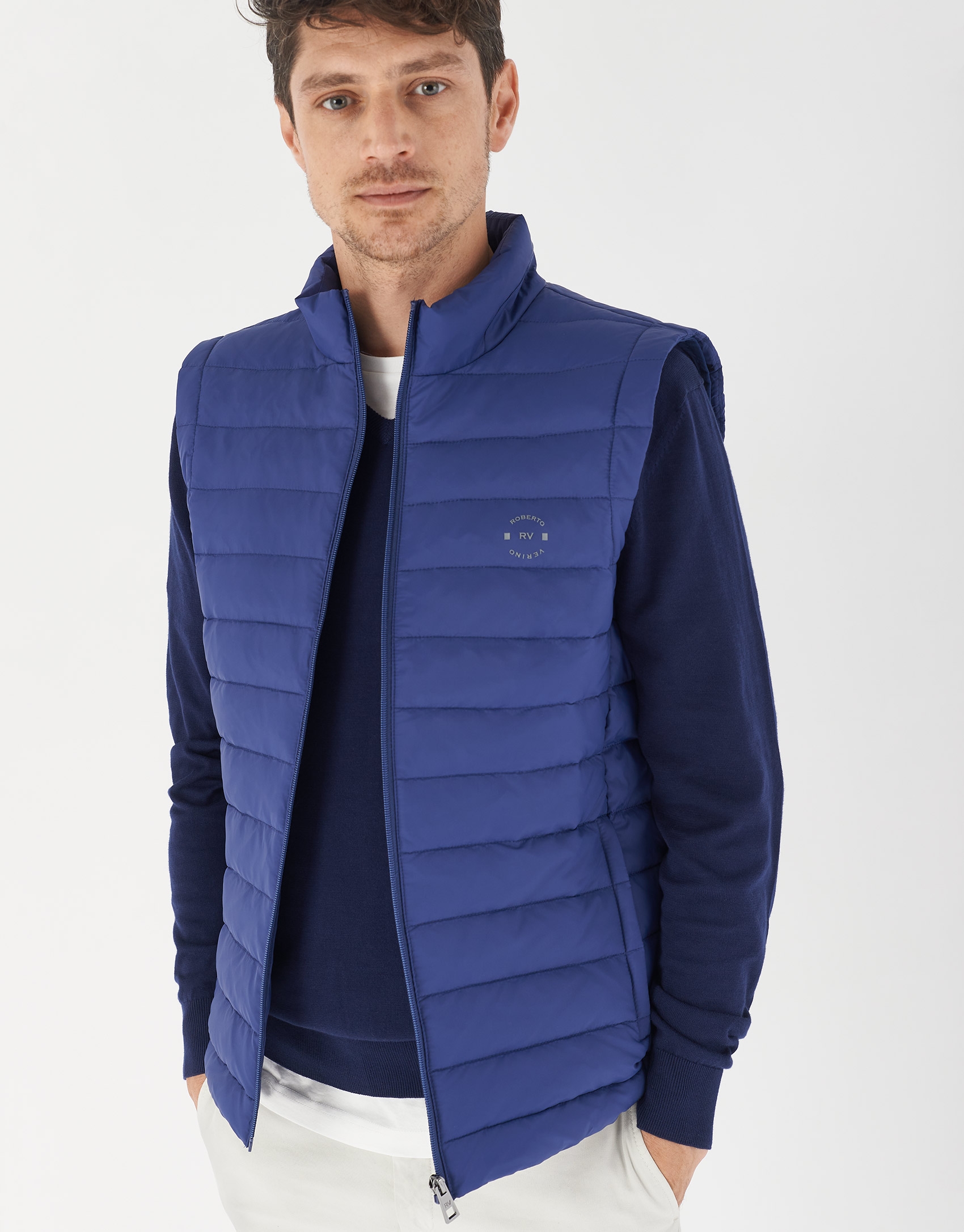 Blue quilted vest