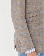 Tan and blue checked blazer