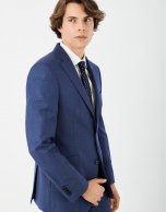 Deep blue half-canvas wool suit