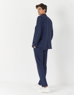 Navy blue half-canvas wool suit