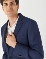 Navy blue half-canvas wool suit