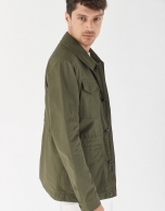 Khaki green cotton Safari jacket