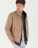 Black and brown reversible bomber jacket