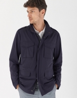 Navy blue light parka with four pockets