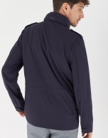 Navy blue light parka with four pockets