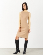 Camel sleeveless straight dress