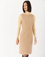 Camel sleeveless straight dress