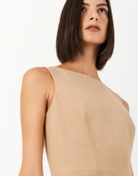 Camel sleeveless straight dress