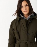 Khaki green quilted oversize ski jacket