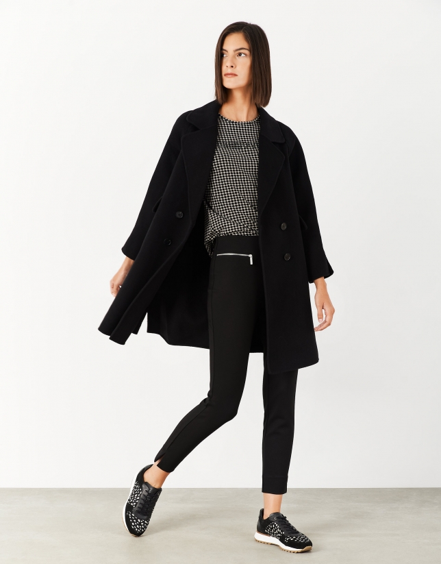 Black three-quarter wool coat - Woman - AW2021