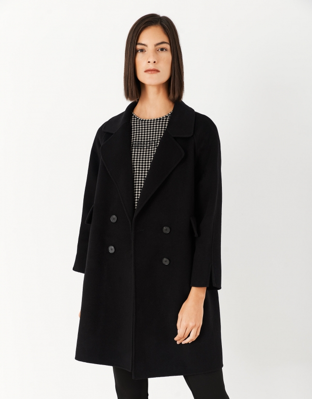 Black three-quarter wool coat - Woman - AW2021