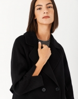 Black three-quarter wool coat