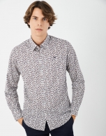 Blue and red flowers print sport shirt