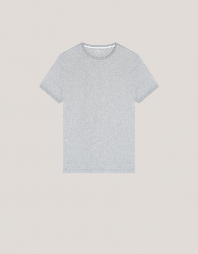 Melange gray double mercerised cotton t-shirt