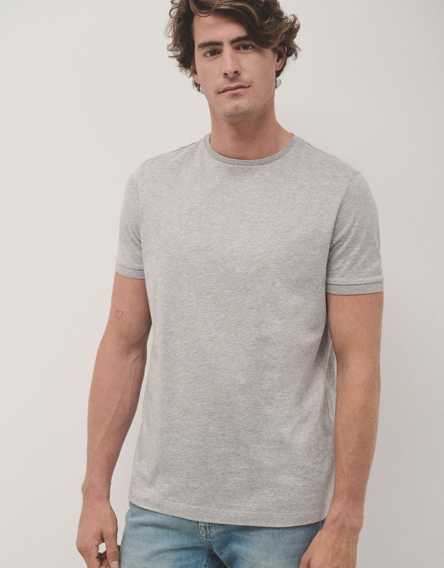 Melange gray double mercerised cotton t-shirt