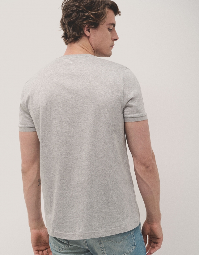 Melange grey mercerised cotton T-shirt