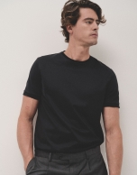 Black double mercerised cotton t-shirt