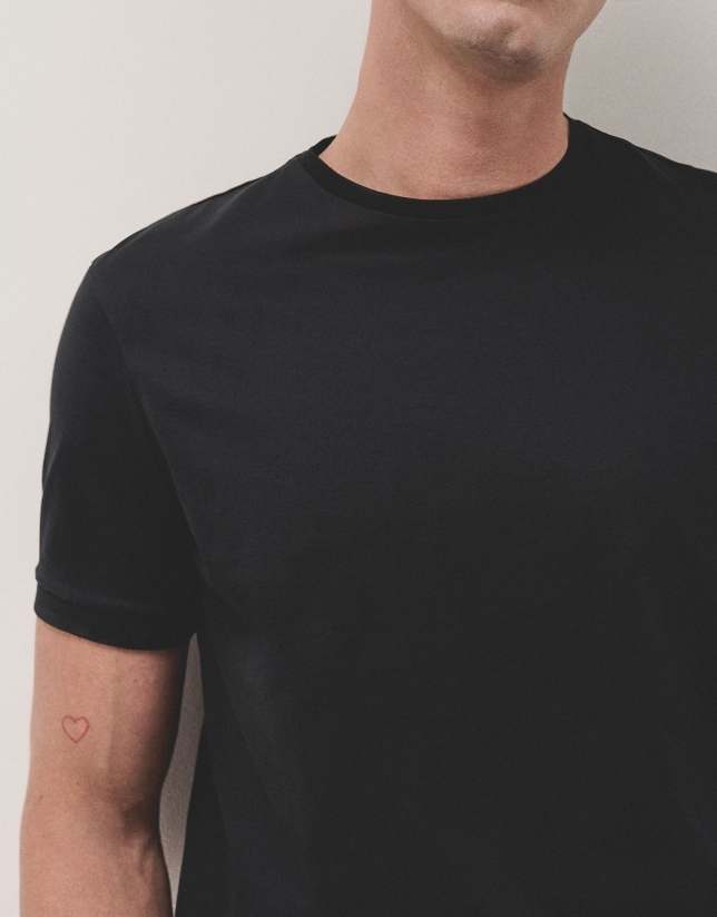 Black double mercerised cotton t-shirt