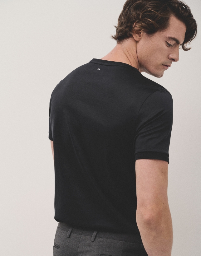 Black double mercerised cotton t-shirt