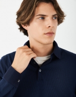 Blue jacquard polo shirt