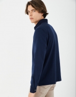 Blue jacquard polo shirt