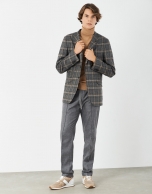 Gray and tan checked blazer