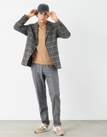 Gray and tan checked blazer