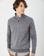 Gray wool zippered sweater