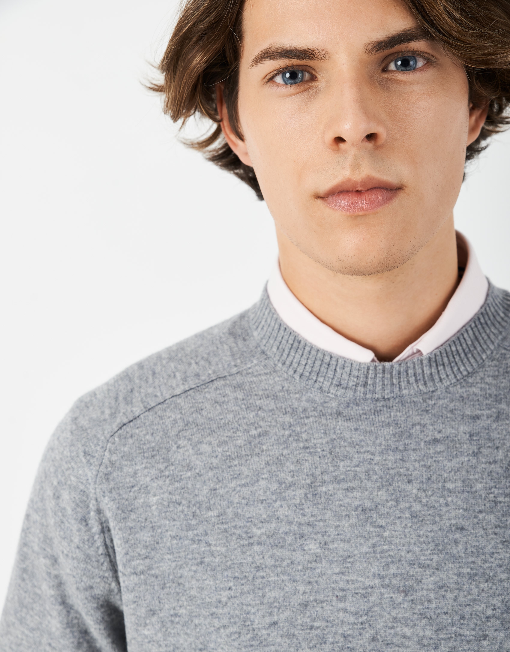 Gray melange cashmere and wool sweater