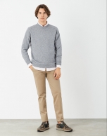 Gray melange cashmere and wool sweater