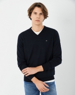 Navy blue V neck sweater