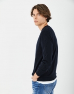 Navy blue V neck sweater