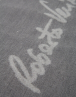 Gray wool scarf with logos