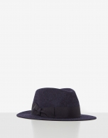 Blue felt fedora hat with matching ribbon