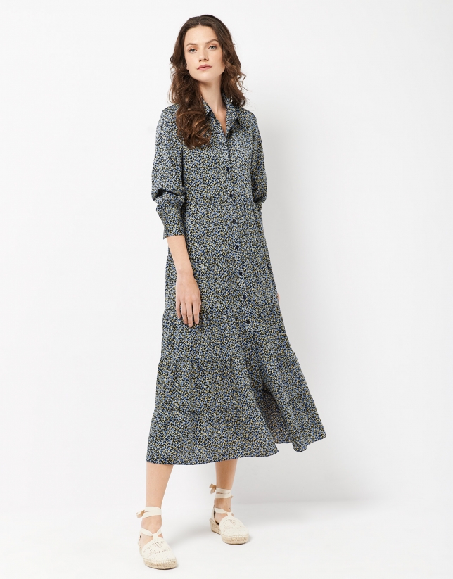 navy blue shirtwaist dress